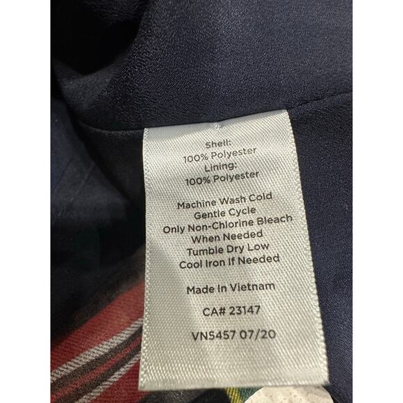 Talbots Christmas Top Blouse Red Black Green Plaid Sheer Ruffle S Holiday Party - Picture 8 of 10